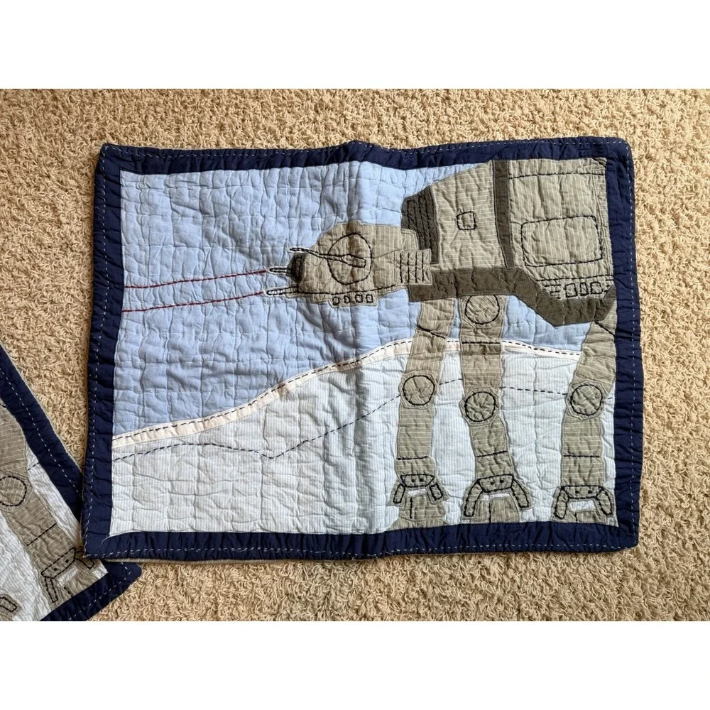 Pottery Barn Kids Star Wars AT-AT HOTH Quilt Set FULL 2 Shams Retired RARE Vtg